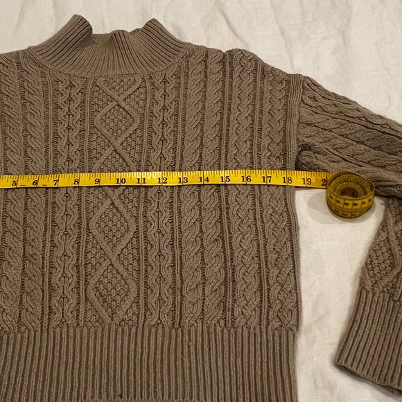 Banana Republic cashmere cotton blend cropped cable knit mock turtleneck Size Sm - Picture 2 of 5
